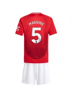 Billige Manchester United Harry Maguire #5 Hjemmedraktsett Barn 2024-25 Kortermet (+ Korte bukser)